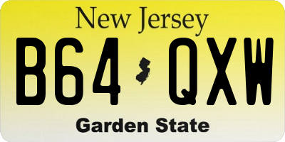 NJ license plate B64QXW