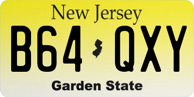 NJ license plate B64QXY