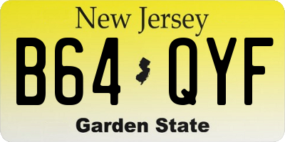 NJ license plate B64QYF