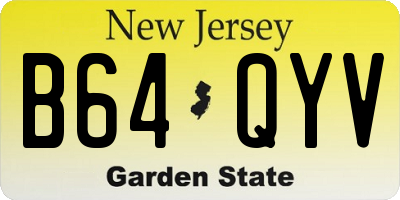NJ license plate B64QYV