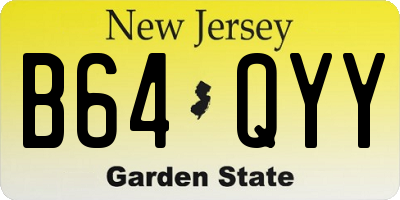 NJ license plate B64QYY
