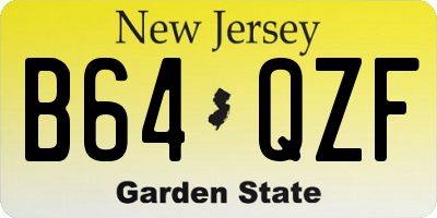 NJ license plate B64QZF