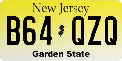 NJ license plate B64QZQ