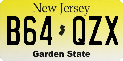 NJ license plate B64QZX