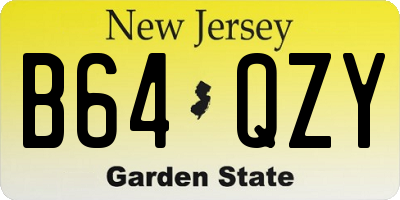 NJ license plate B64QZY