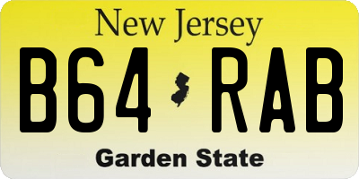 NJ license plate B64RAB