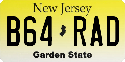 NJ license plate B64RAD