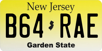 NJ license plate B64RAE