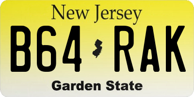 NJ license plate B64RAK