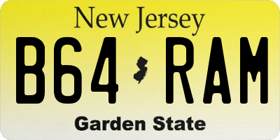 NJ license plate B64RAM