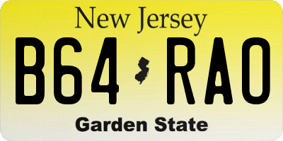 NJ license plate B64RAO
