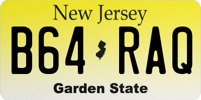 NJ license plate B64RAQ