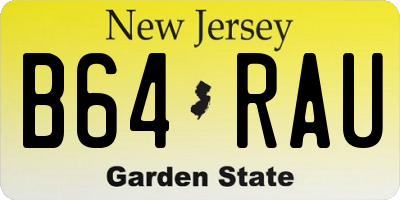 NJ license plate B64RAU