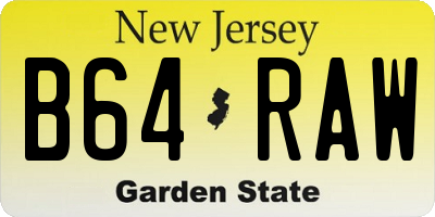 NJ license plate B64RAW