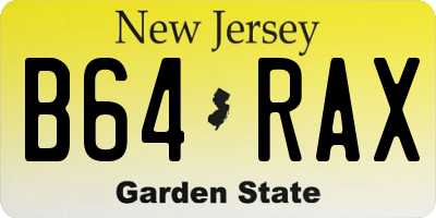 NJ license plate B64RAX