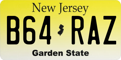NJ license plate B64RAZ