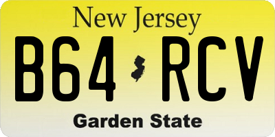 NJ license plate B64RCV