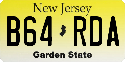 NJ license plate B64RDA