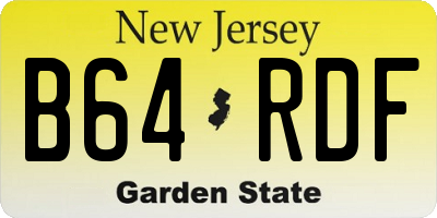 NJ license plate B64RDF