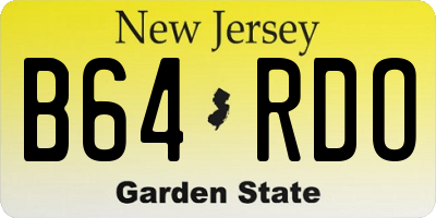 NJ license plate B64RDO
