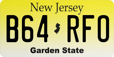 NJ license plate B64RFO