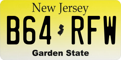 NJ license plate B64RFW