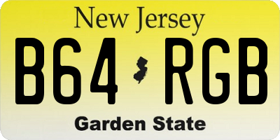 NJ license plate B64RGB