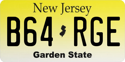 NJ license plate B64RGE