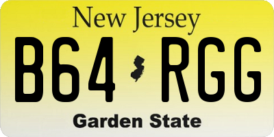 NJ license plate B64RGG