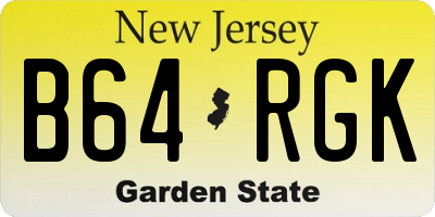 NJ license plate B64RGK