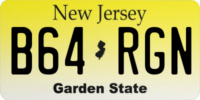 NJ license plate B64RGN