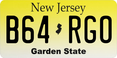 NJ license plate B64RGO