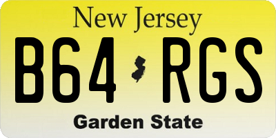 NJ license plate B64RGS