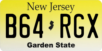 NJ license plate B64RGX