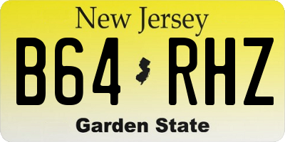 NJ license plate B64RHZ