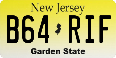 NJ license plate B64RIF