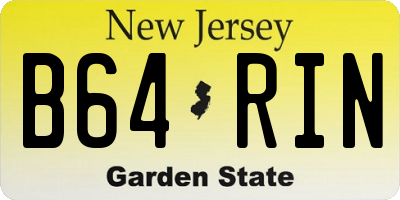 NJ license plate B64RIN