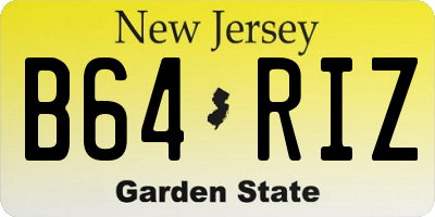 NJ license plate B64RIZ