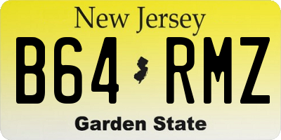 NJ license plate B64RMZ