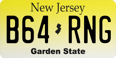 NJ license plate B64RNG