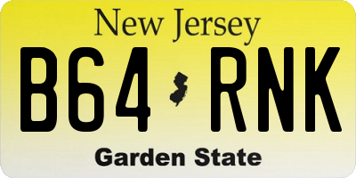 NJ license plate B64RNK