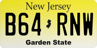 NJ license plate B64RNW