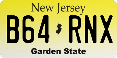 NJ license plate B64RNX
