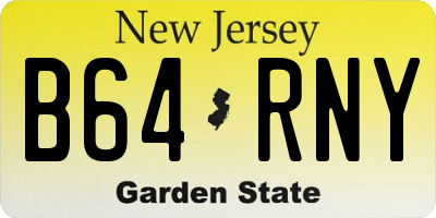 NJ license plate B64RNY