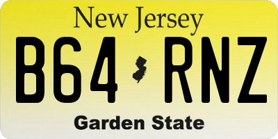 NJ license plate B64RNZ