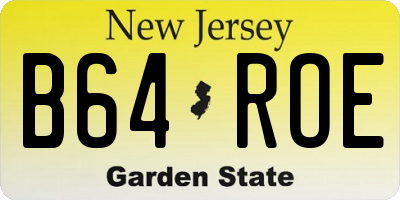 NJ license plate B64ROE