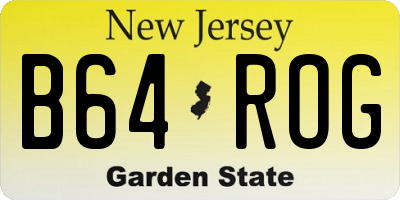 NJ license plate B64ROG