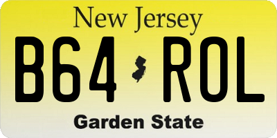 NJ license plate B64ROL