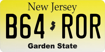 NJ license plate B64ROR