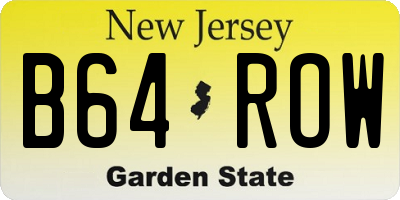 NJ license plate B64ROW